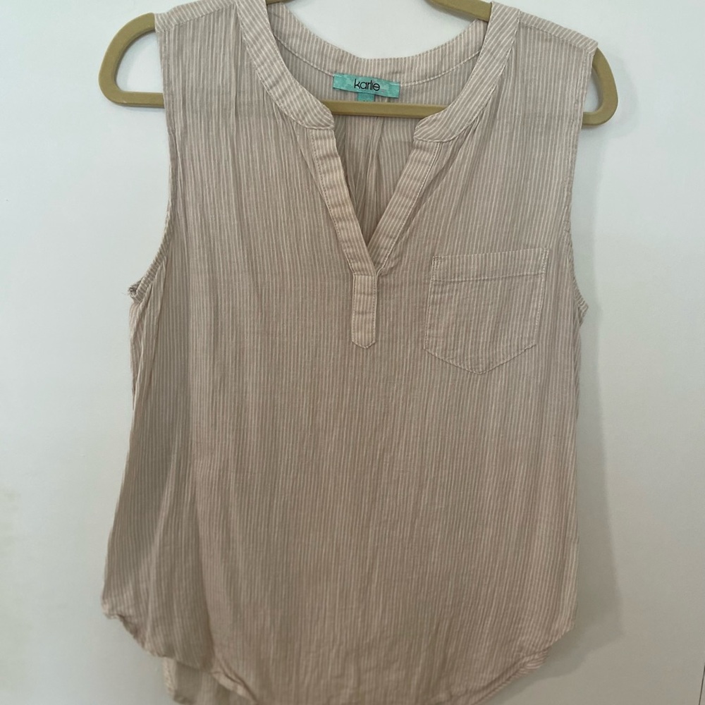 Karlie tan and white striped top
